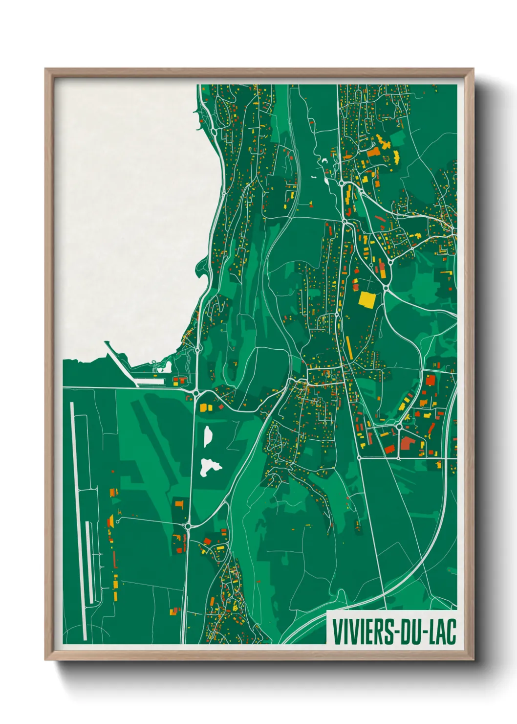 Une affiche de carte sur Viviers-du-Lac