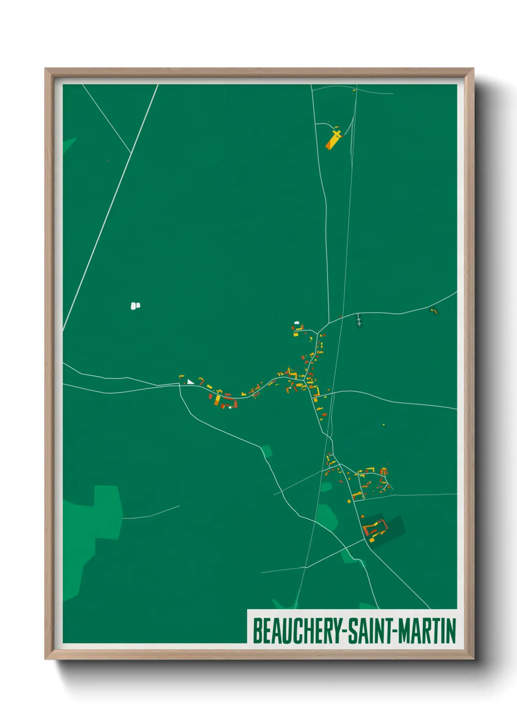Une affiche de carte sur Beauchery-Saint-Martin
