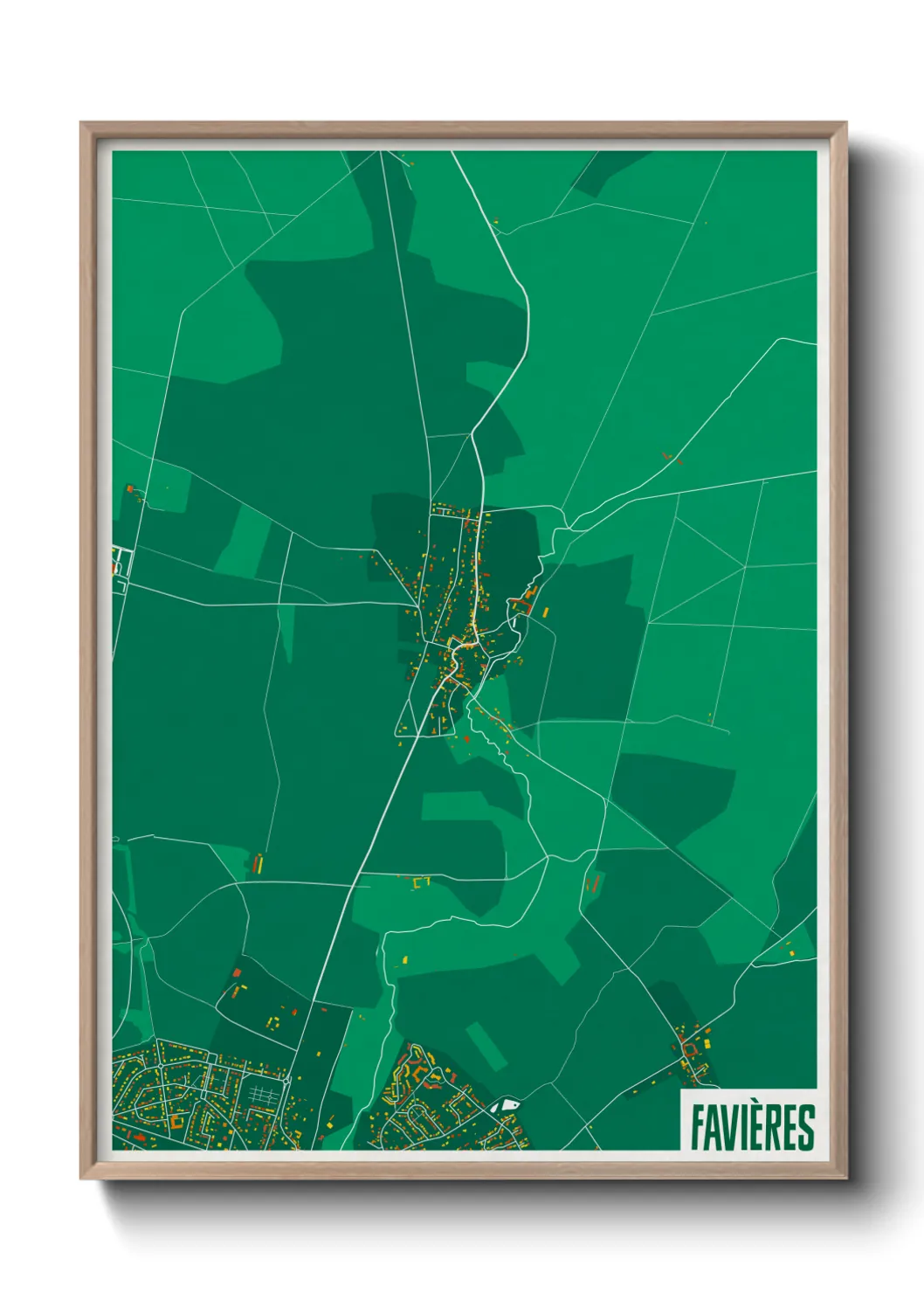 Une affiche de carte sur Favières