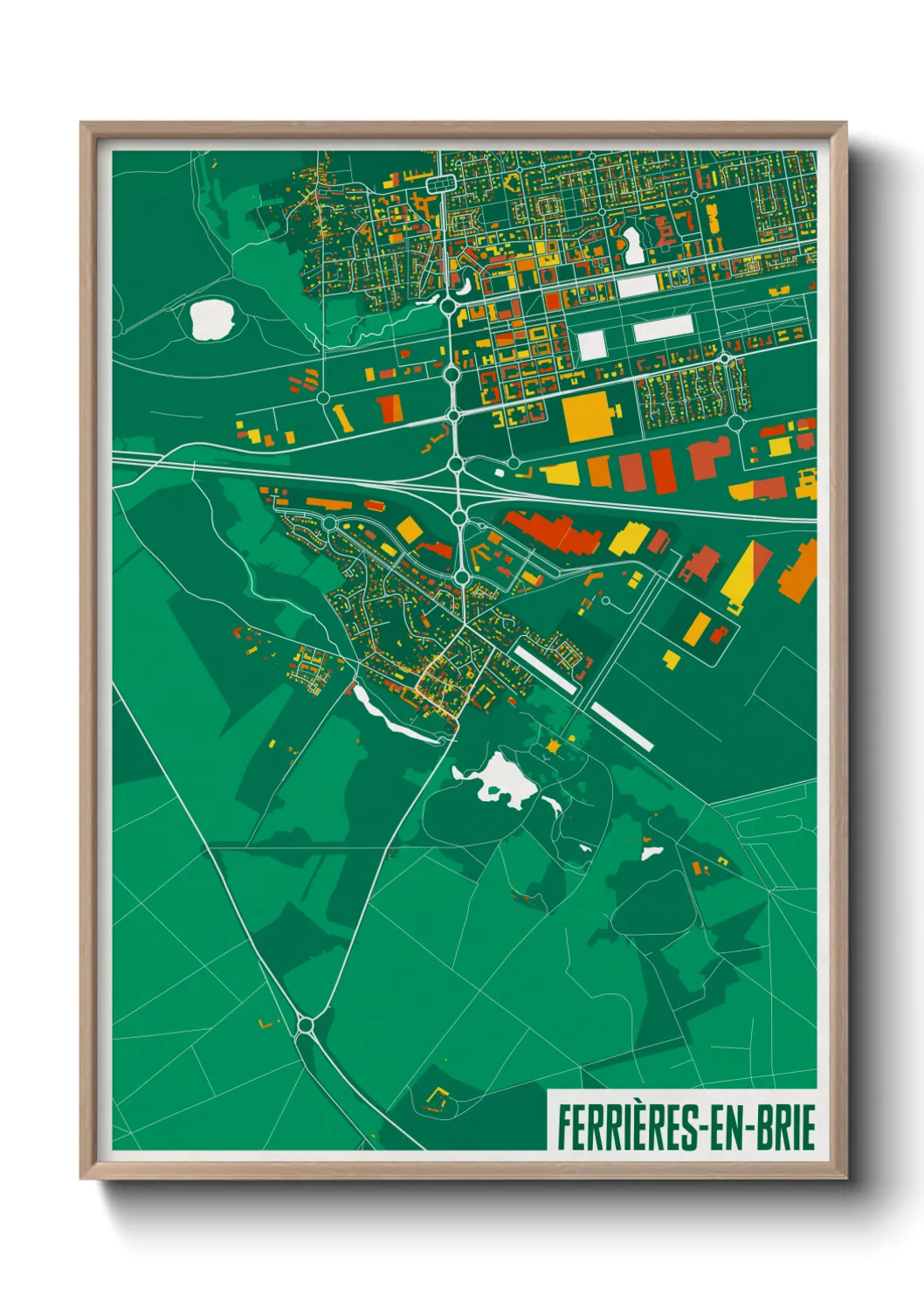 Une affiche de carte sur Ferrières-en-Brie