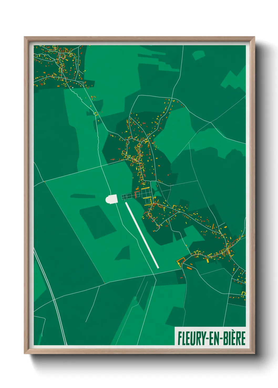 Une affiche de carte sur Fleury-en-Bière