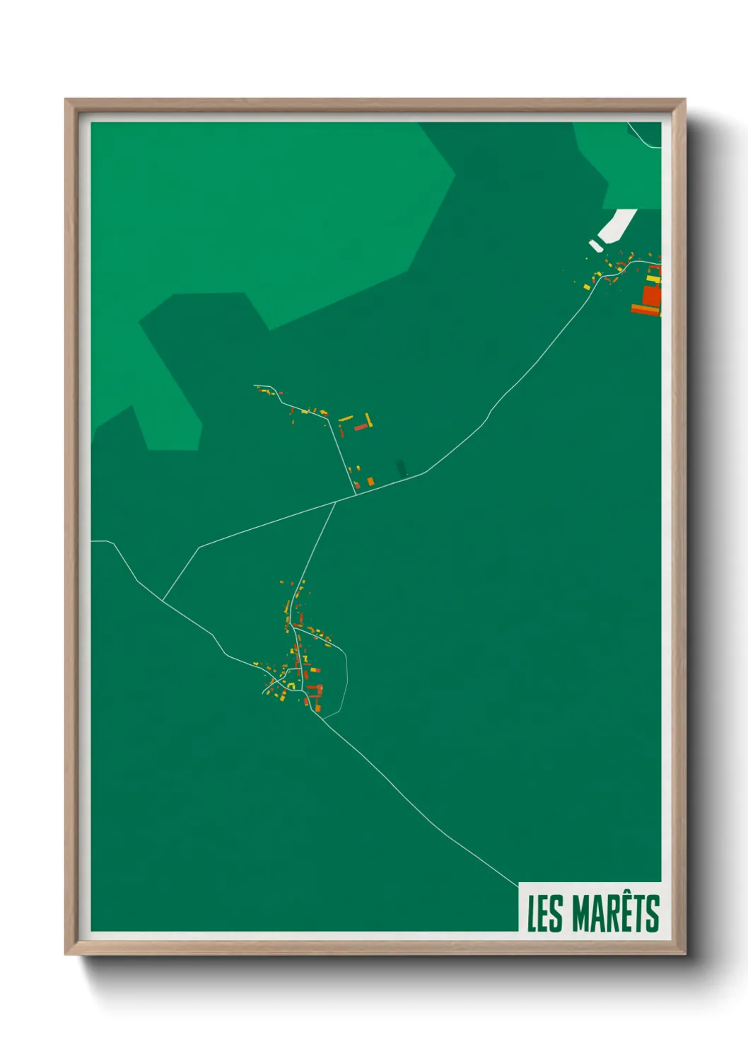 Une affiche de carte sur Les Marêts