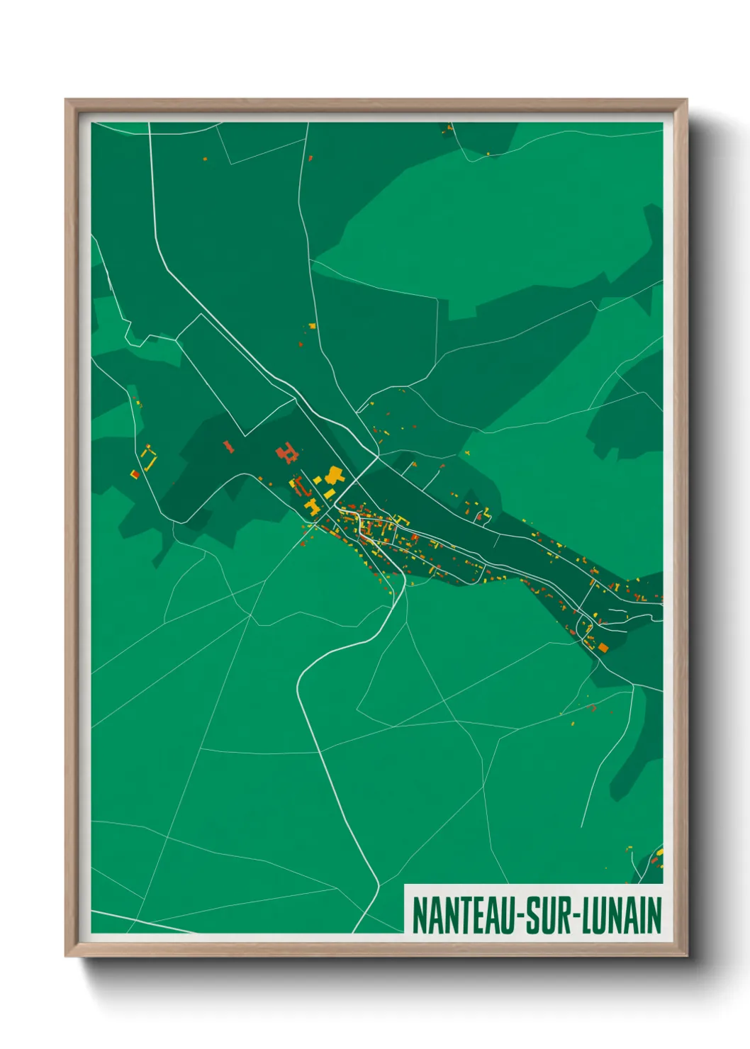 Une affiche de carte sur Nanteau-sur-Lunain