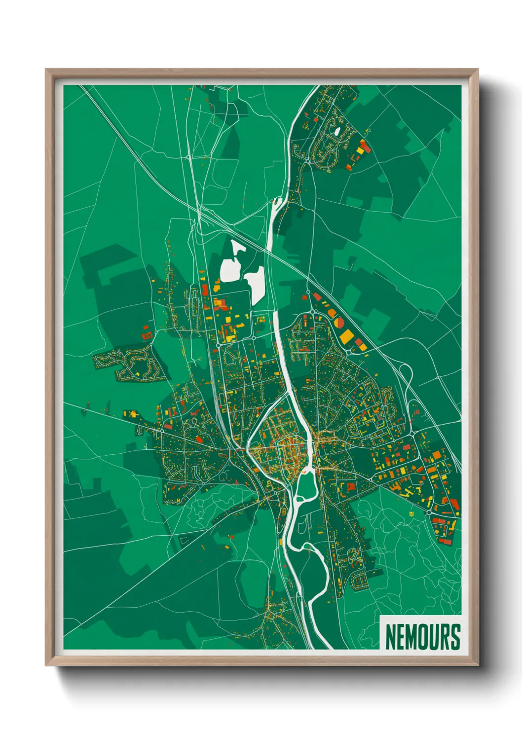 Une affiche de carte sur Nemours