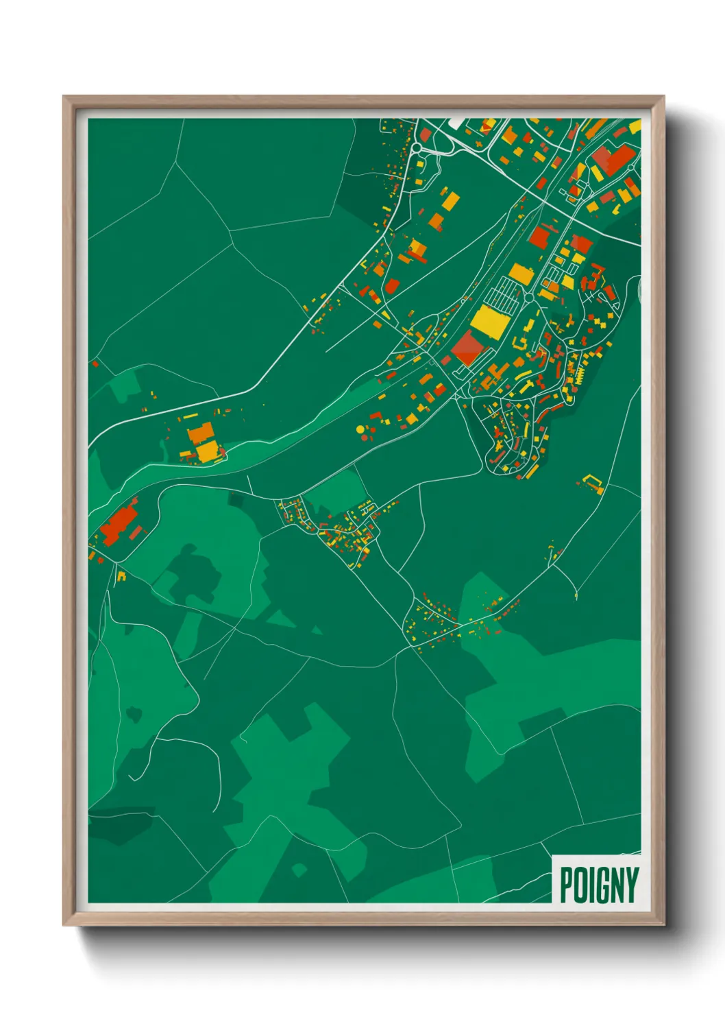 Une affiche de carte sur Poigny