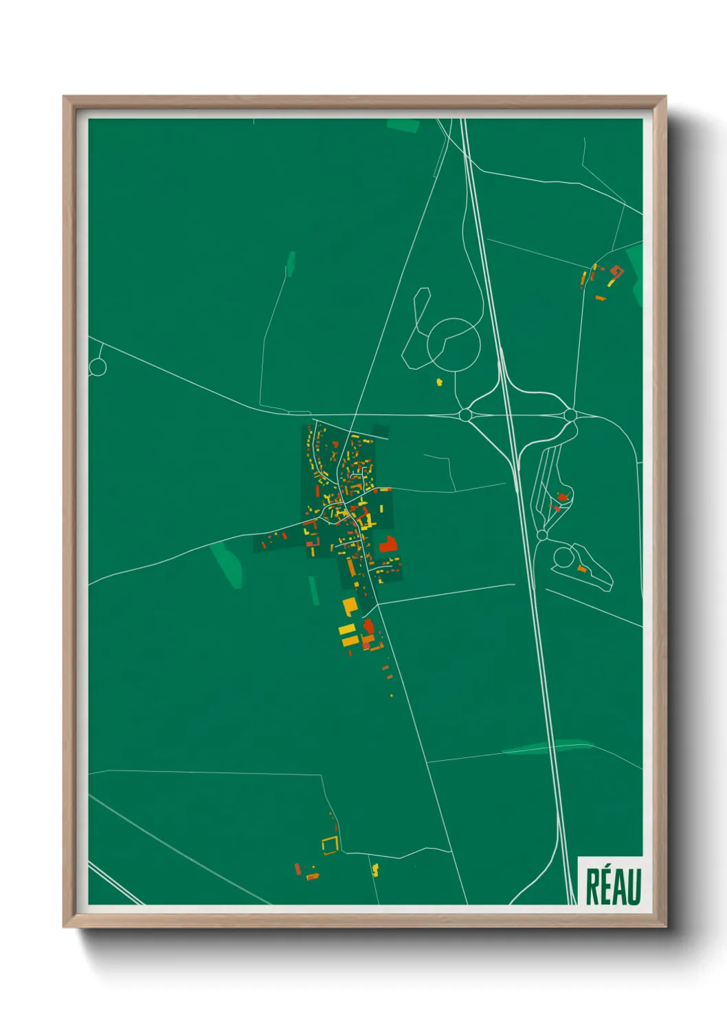 Une affiche de carte sur Réau