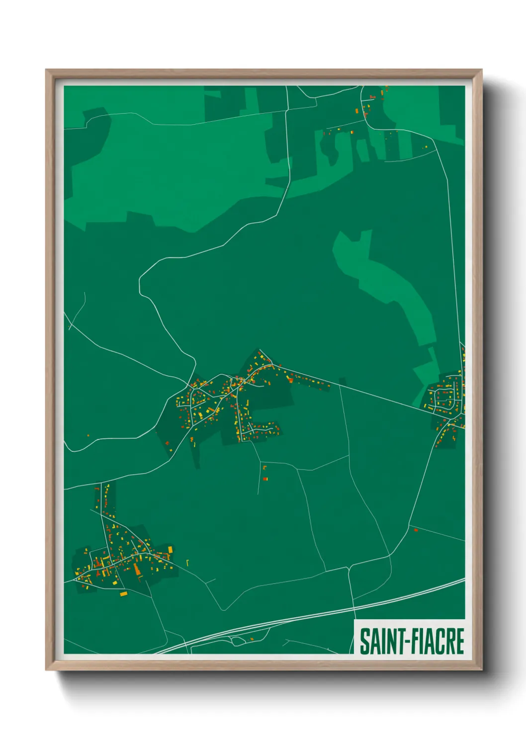 Une affiche de carte sur Saint-Fiacre