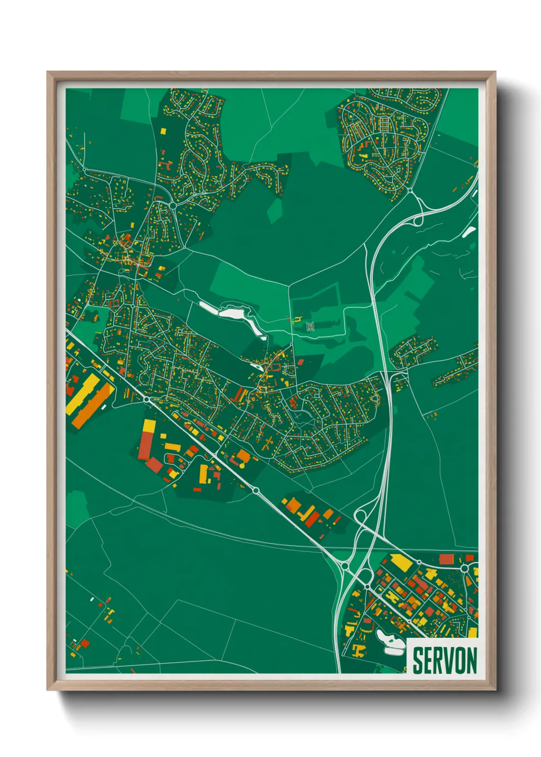 Une affiche de carte sur Servon