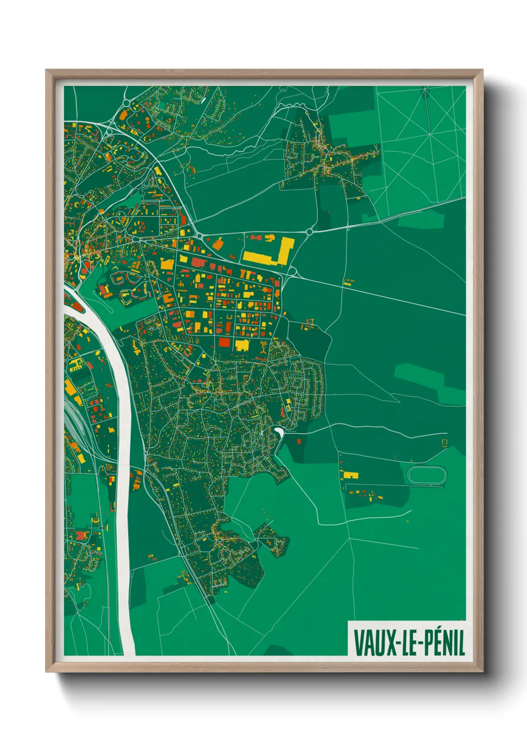 Une affiche de carte sur Vaux-le-Pénil
