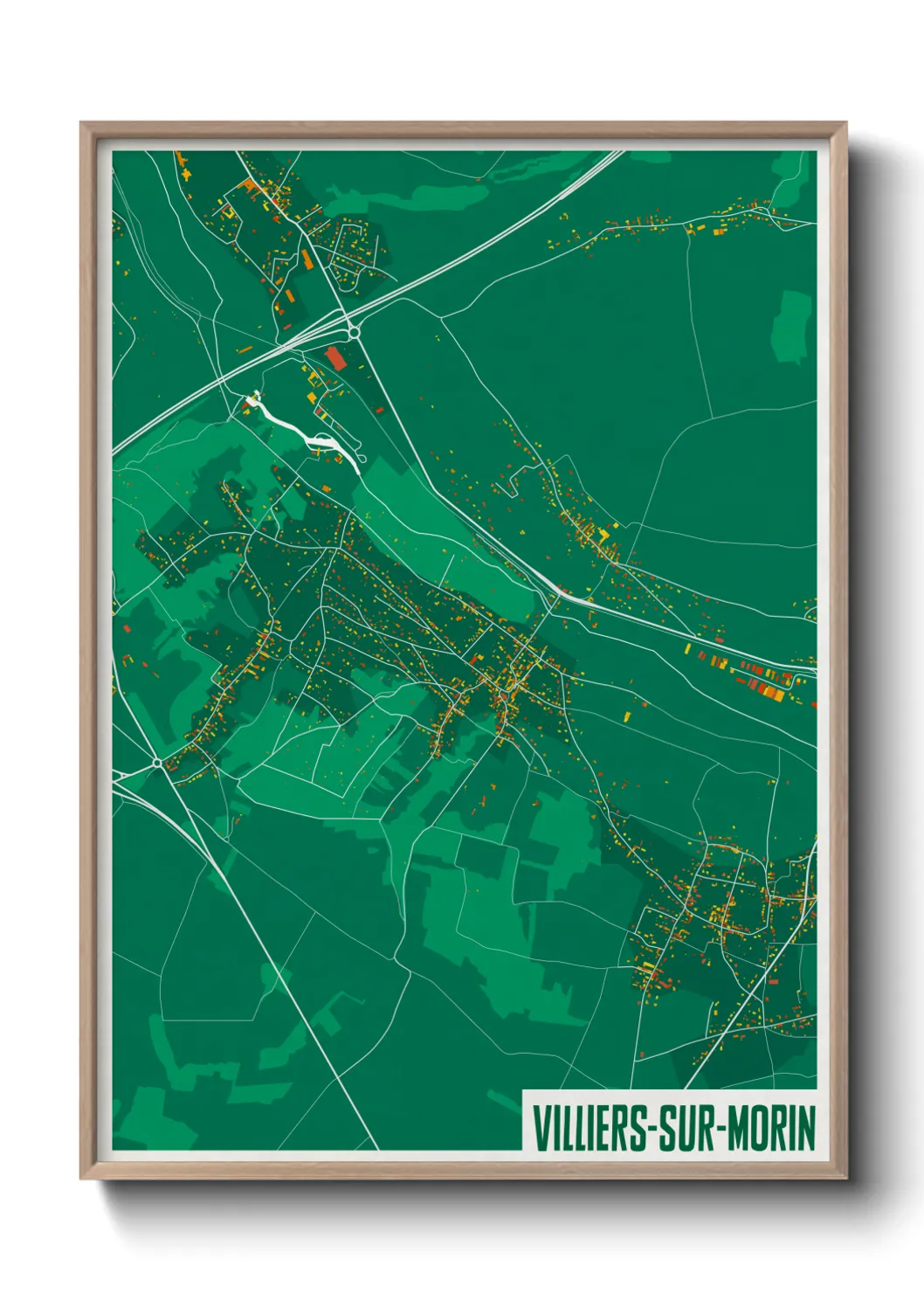 Une affiche de carte sur Villiers-sur-Morin