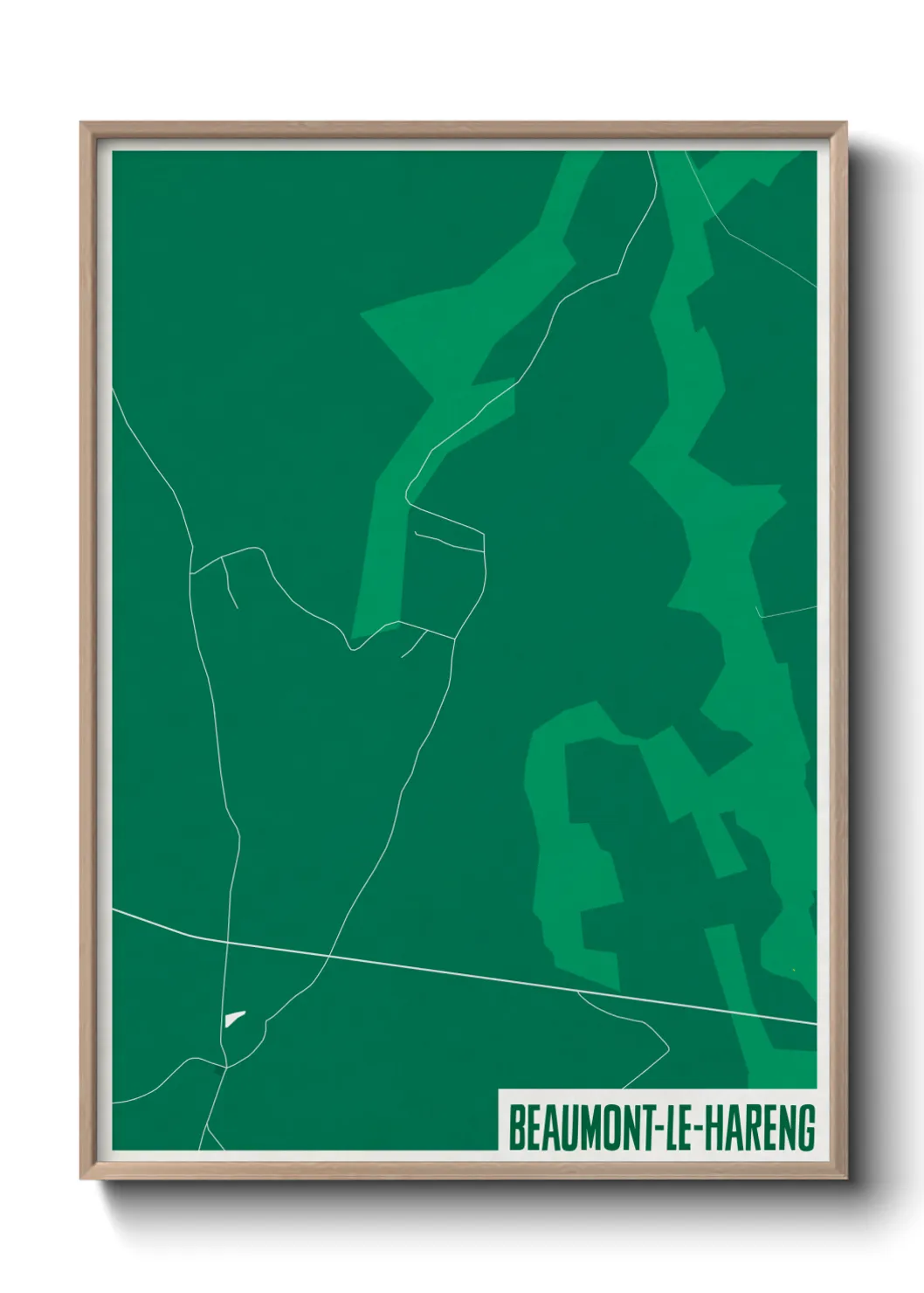 Une affiche de carte sur Beaumont-le-Hareng