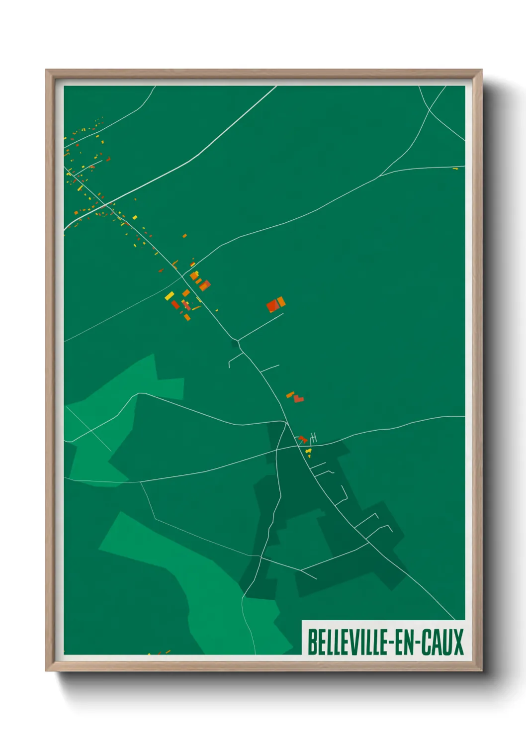 Une affiche de carte sur Belleville-en-Caux