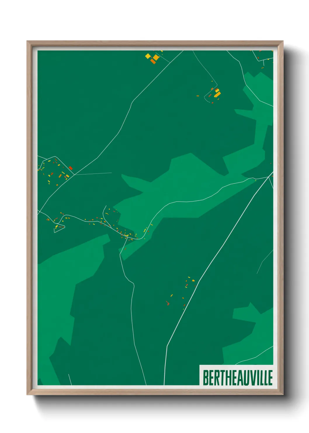 Une affiche de carte sur Bertheauville