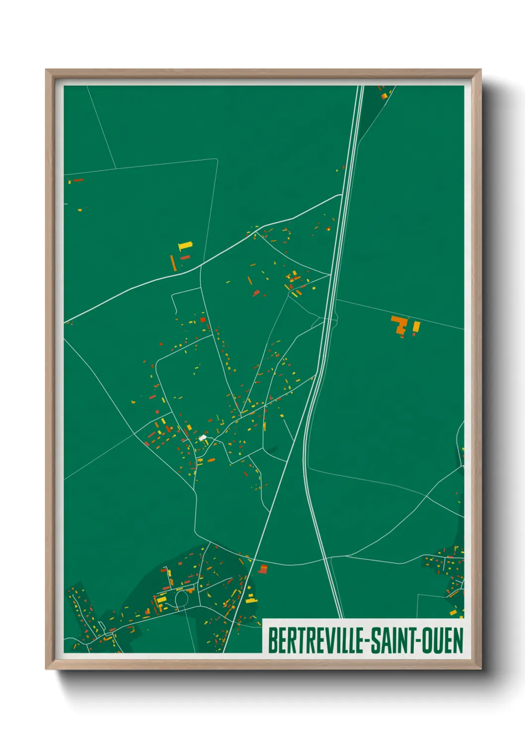 Une affiche de carte sur Bertreville-Saint-Ouen