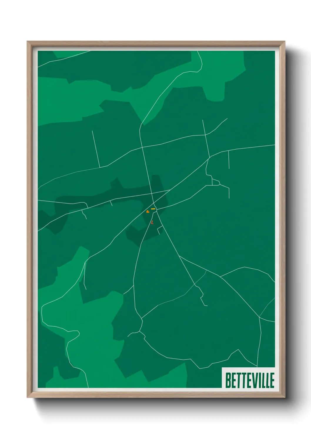 Une affiche de carte sur Betteville