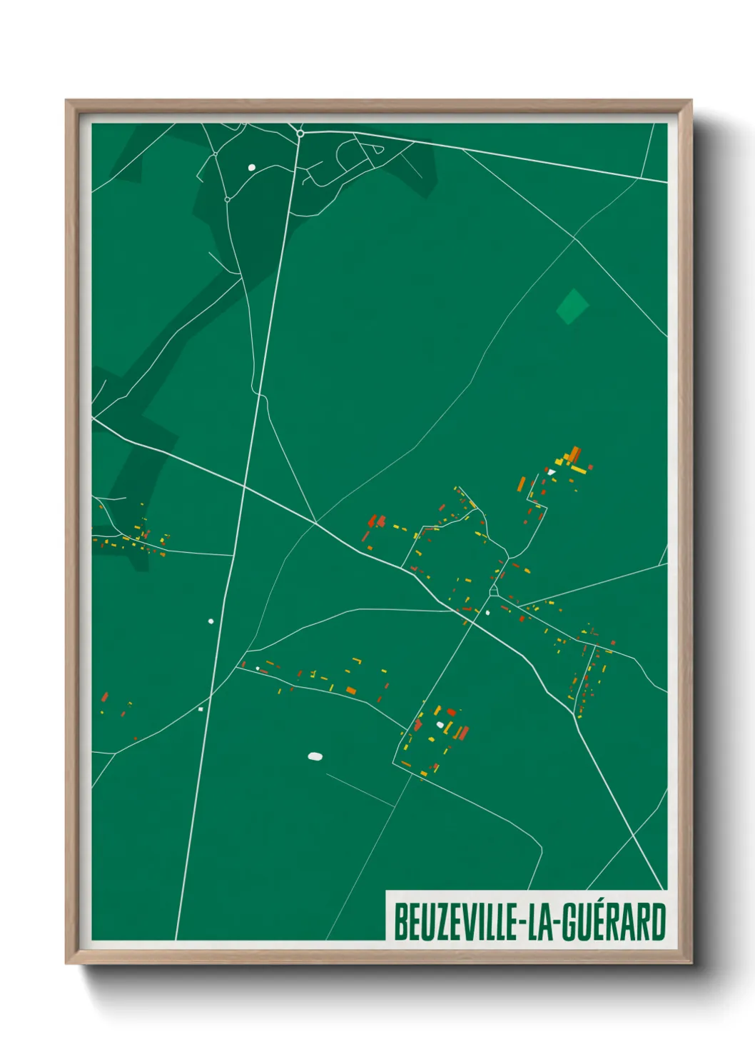 Une affiche de carte sur Beuzeville-la-Guérard