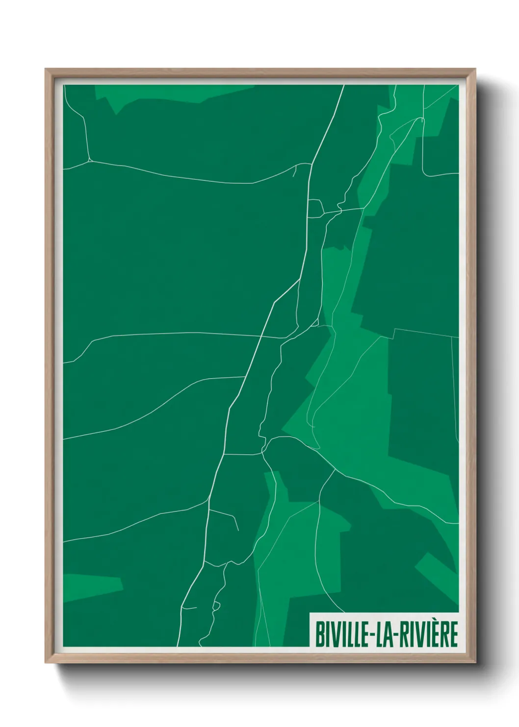 Une affiche de carte sur Biville-la-Rivière