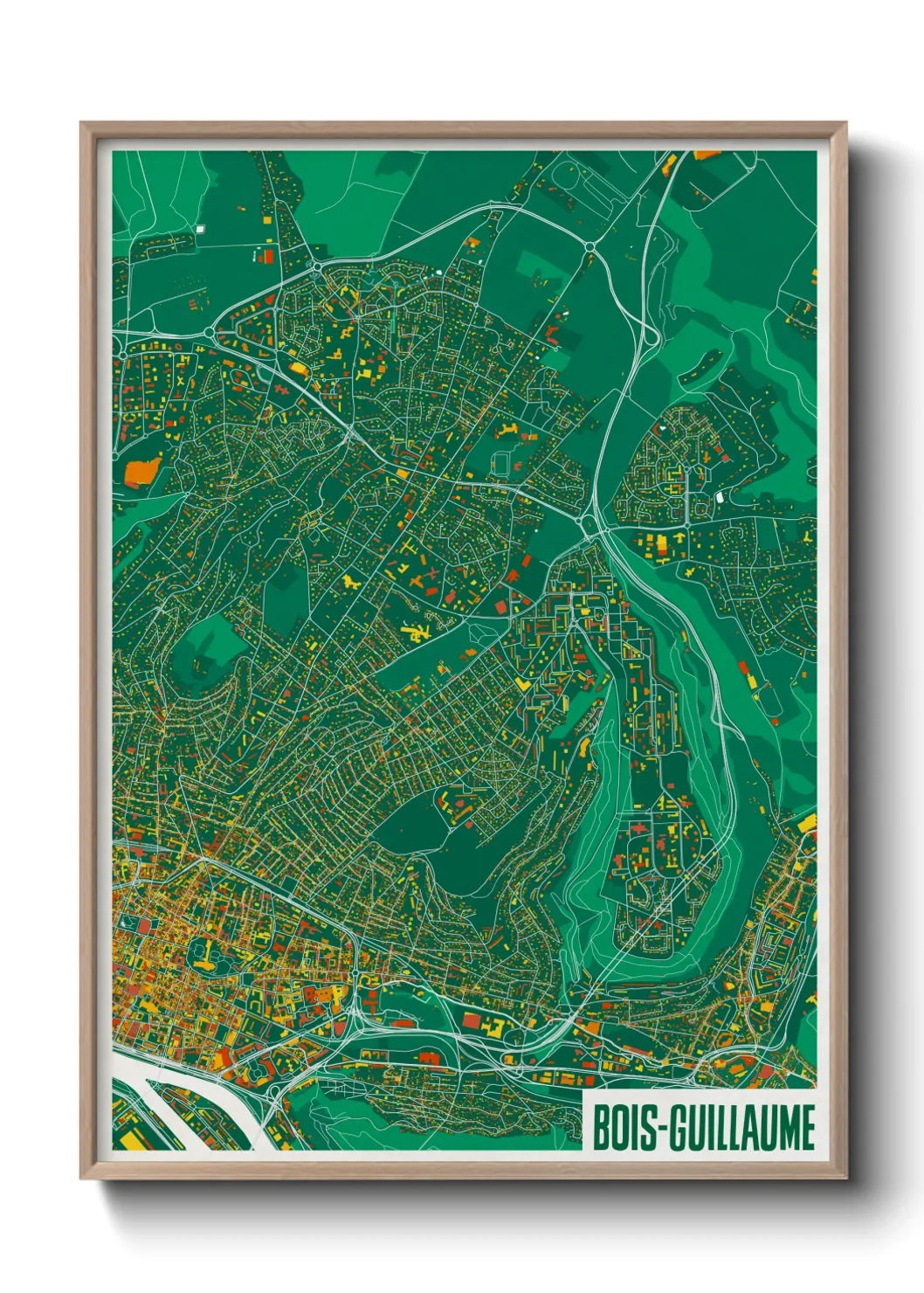 Une affiche de carte sur Bois-Guillaume