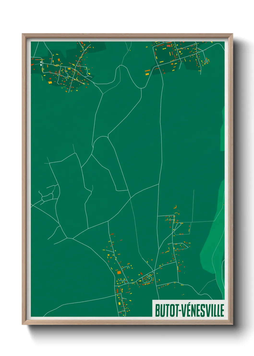 Une affiche de carte sur Butot-Vénesville