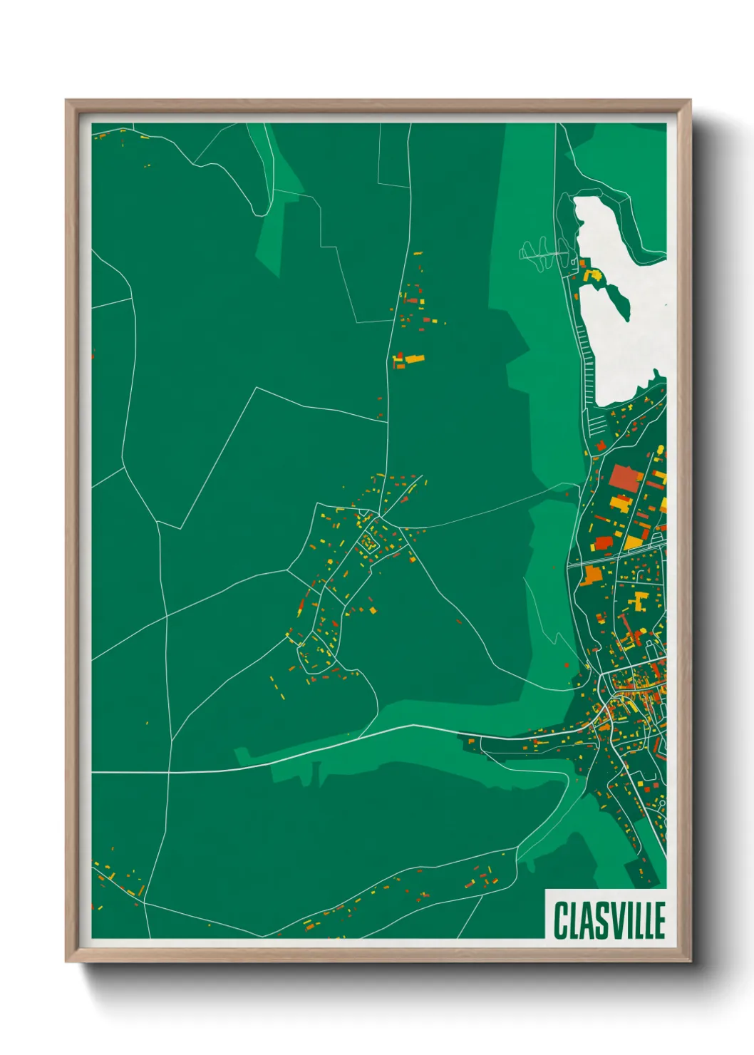 Une affiche de carte sur Clasville