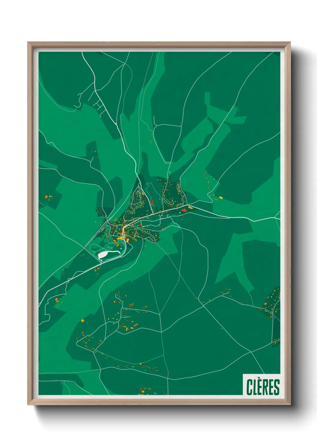 Une affiche de carte sur Clères