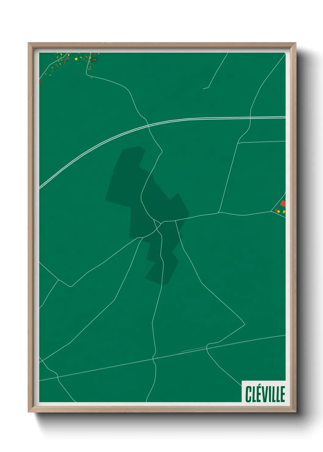 Une affiche de carte sur Cléville