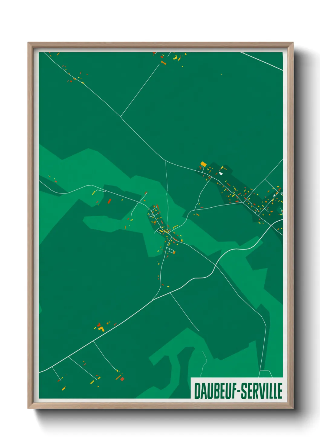 Une affiche de carte sur Daubeuf-Serville