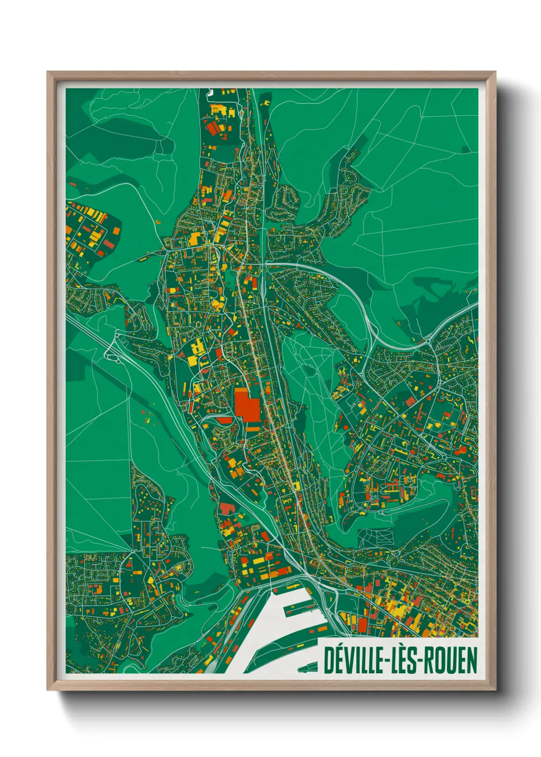 Une affiche de carte sur Déville-lès-Rouen