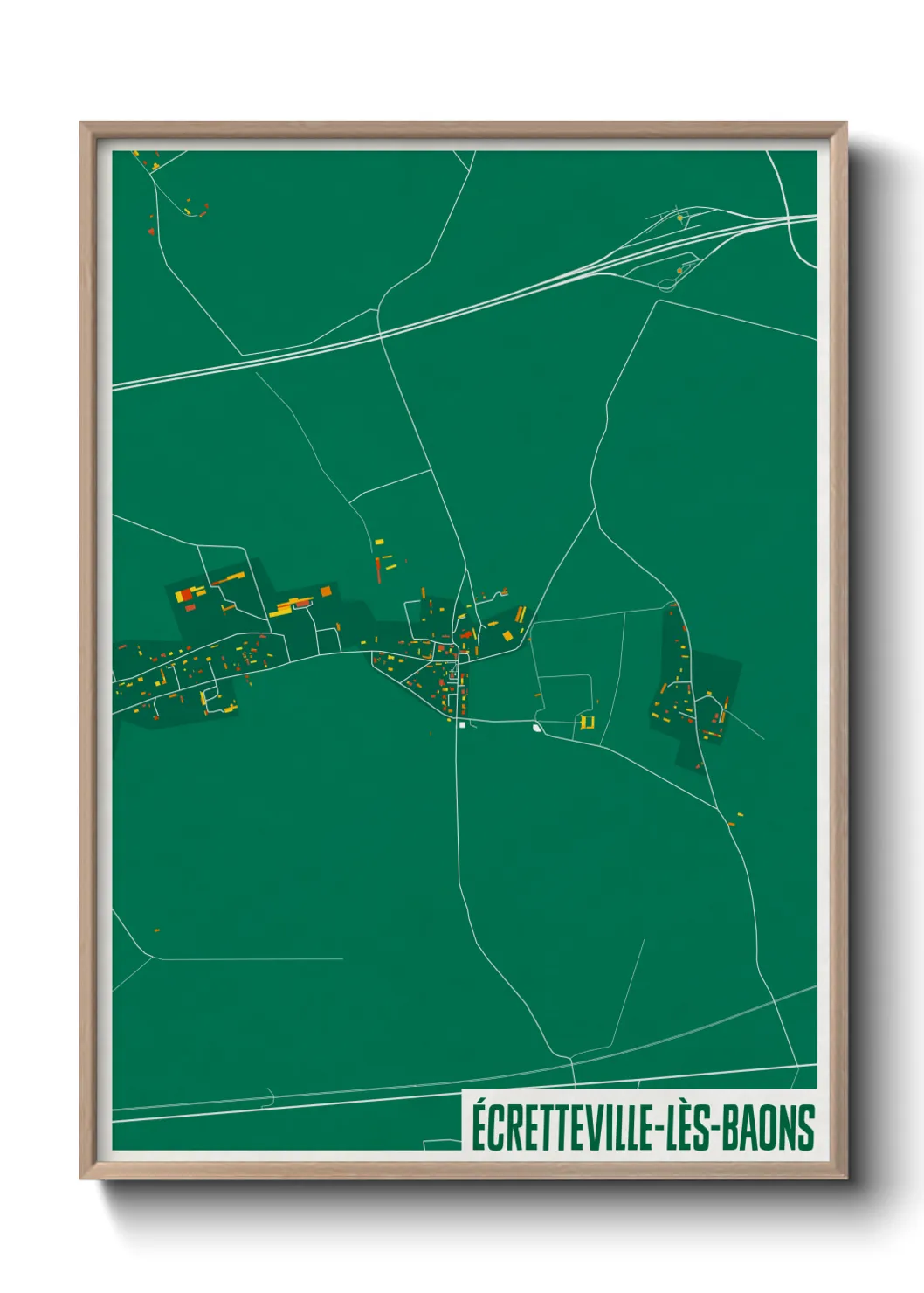 Une affiche de carte sur Écretteville-lès-Baons
