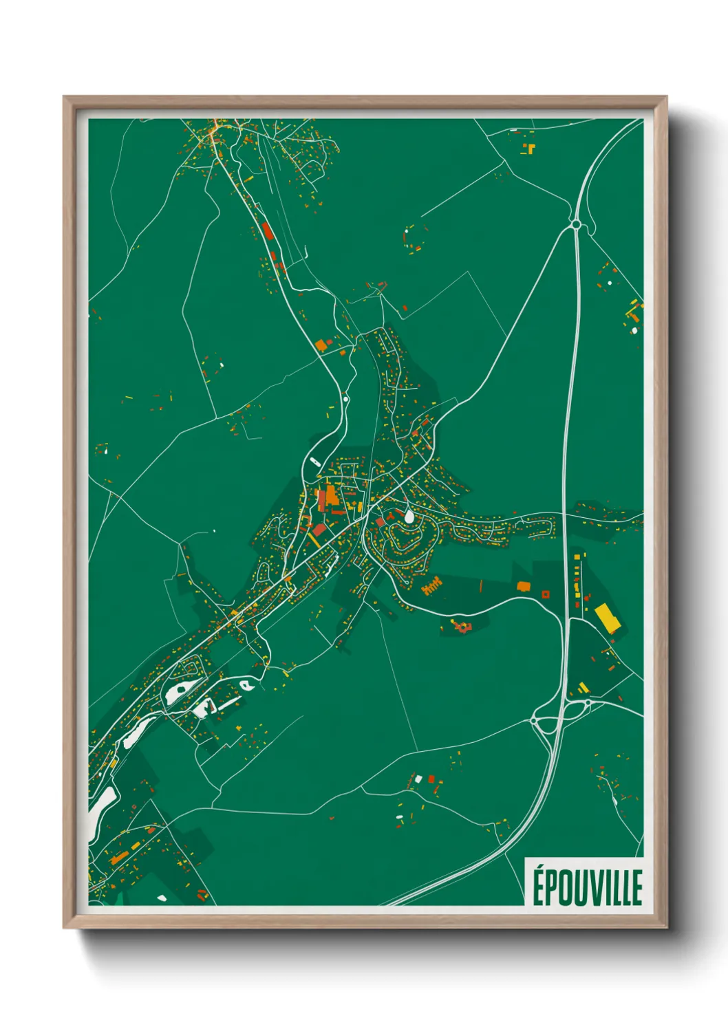 Une affiche de carte sur Épouville