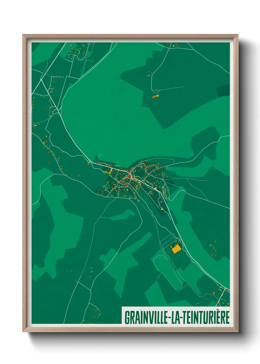 Une affiche de carte sur Grainville-la-Teinturière