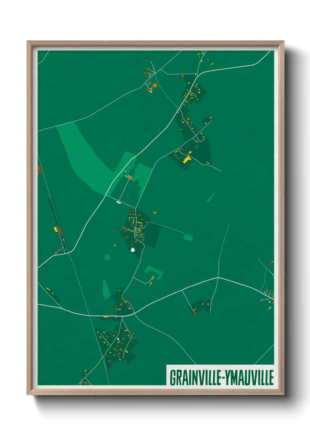 Une affiche de carte sur Grainville-Ymauville