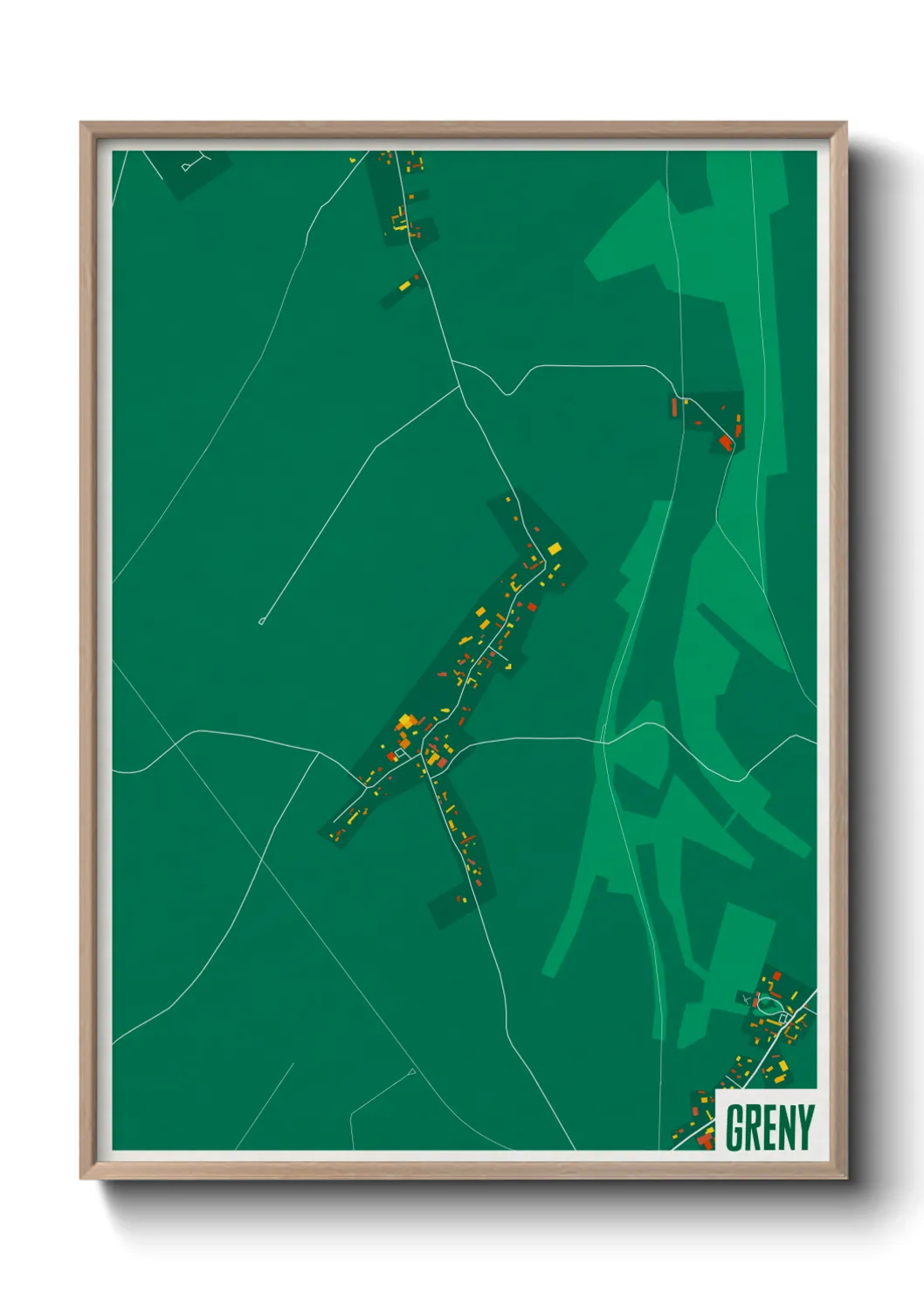 Une affiche de carte sur Greny