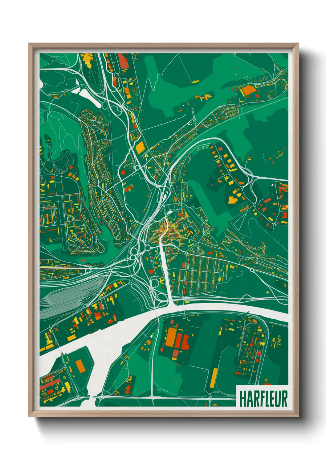Une affiche de carte sur Harfleur