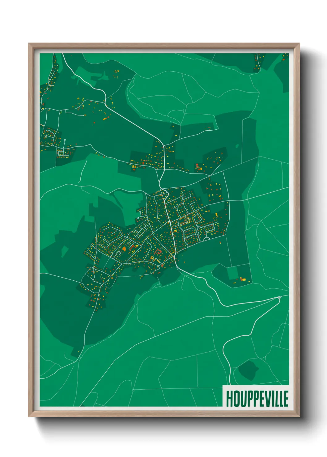 Une affiche de carte sur Houppeville