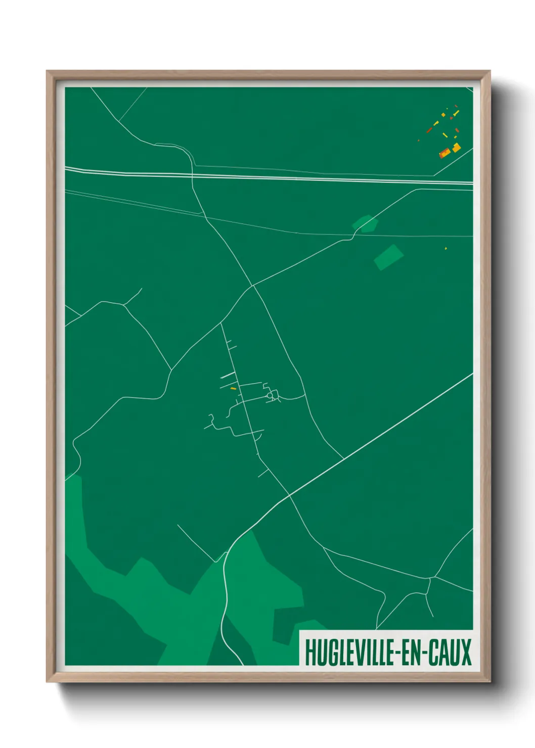 Une affiche de carte sur Hugleville-en-Caux