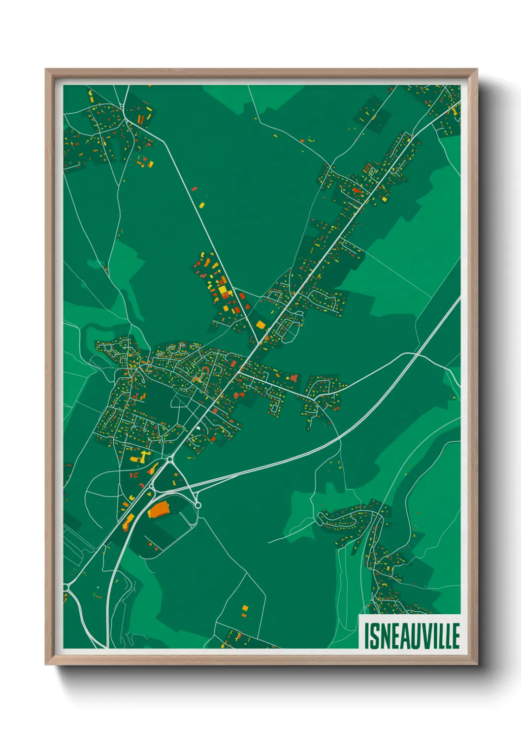 Une affiche de carte sur Isneauville
