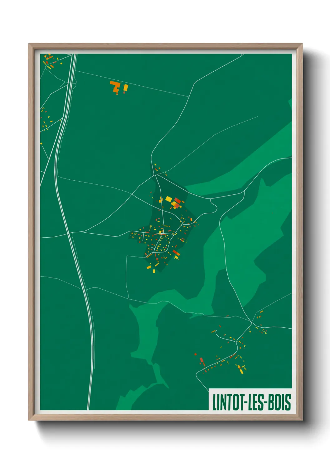 Une affiche de carte sur Lintot-les-Bois