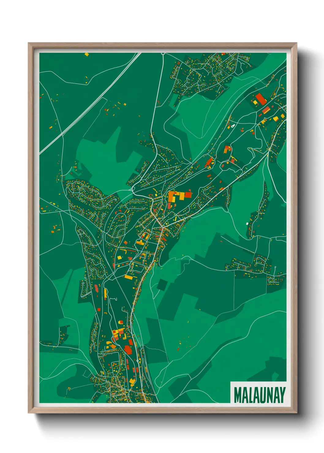 Une affiche de carte sur Malaunay