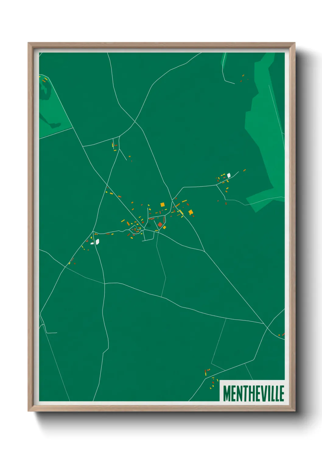 Une affiche de carte sur Mentheville