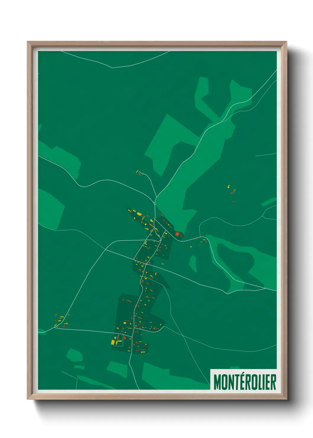 Une affiche de carte sur Montérolier