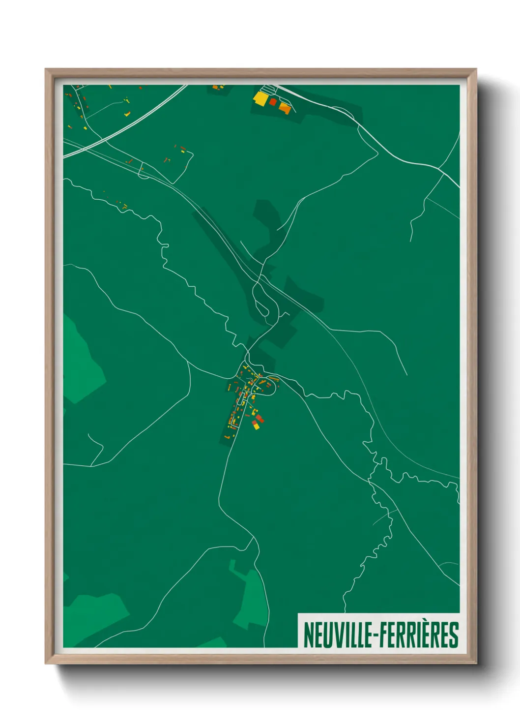 Une affiche de carte sur Neuville-Ferrières