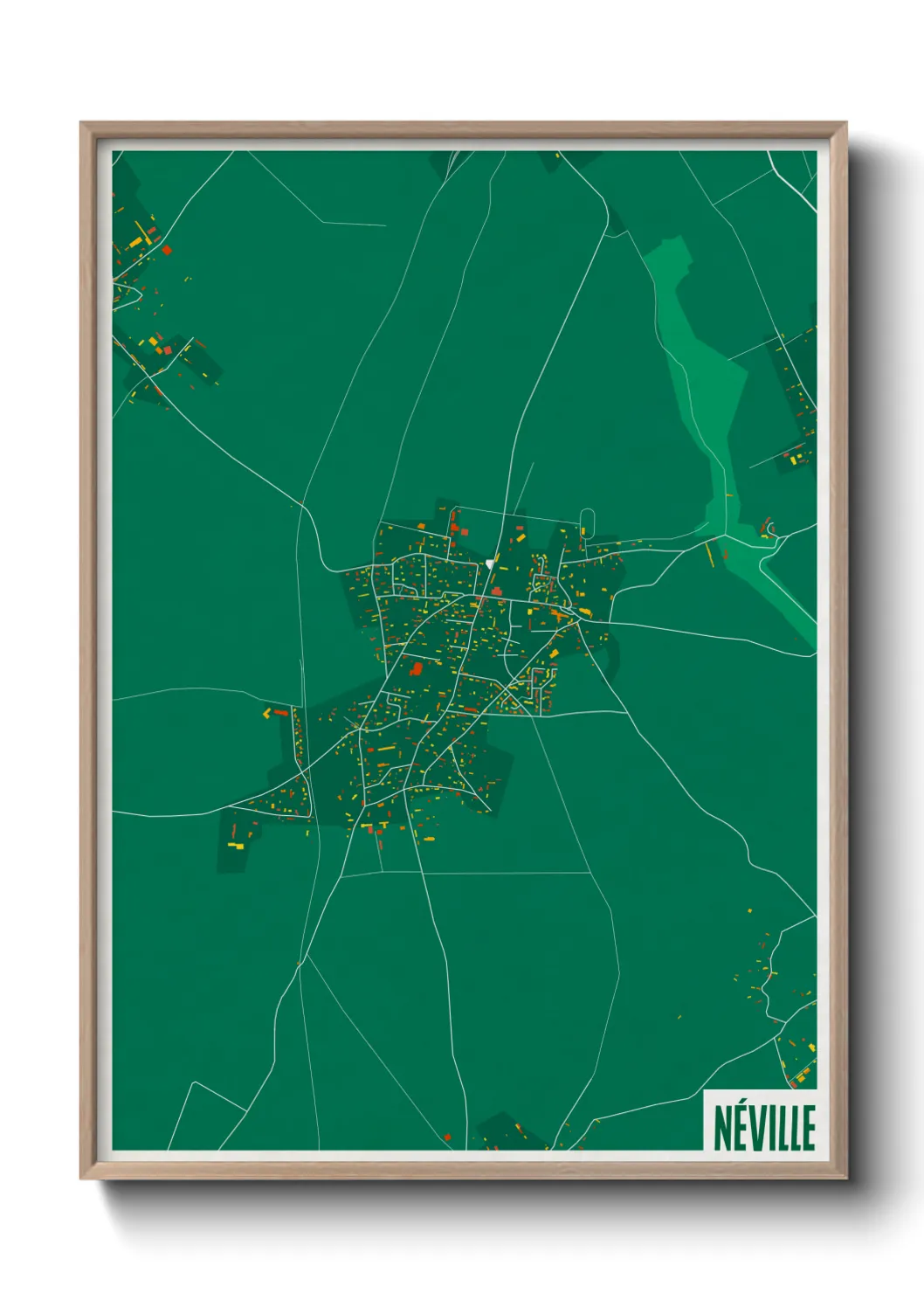 Une affiche de carte sur Néville