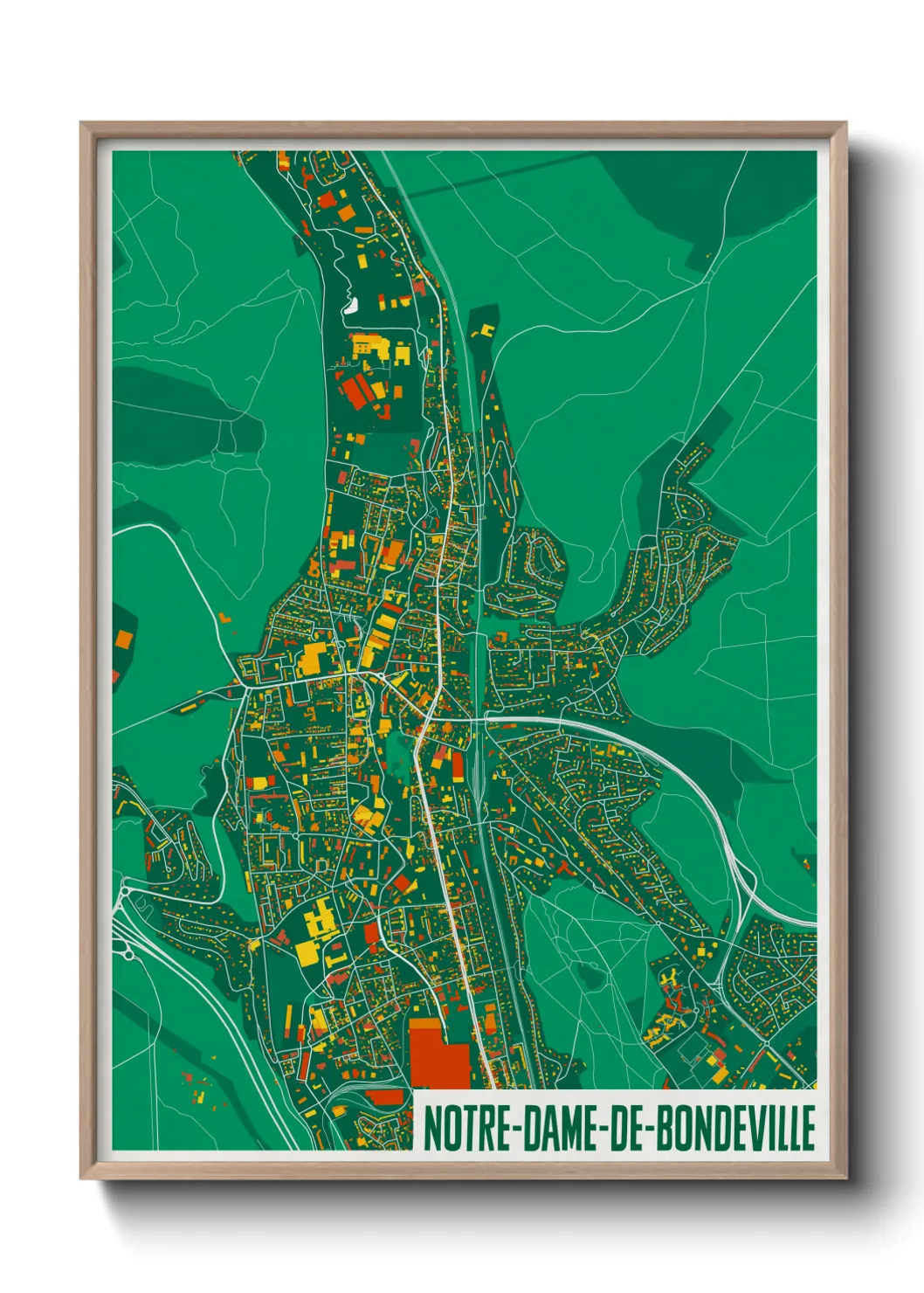 Une affiche de carte sur Notre-Dame-de-Bondeville