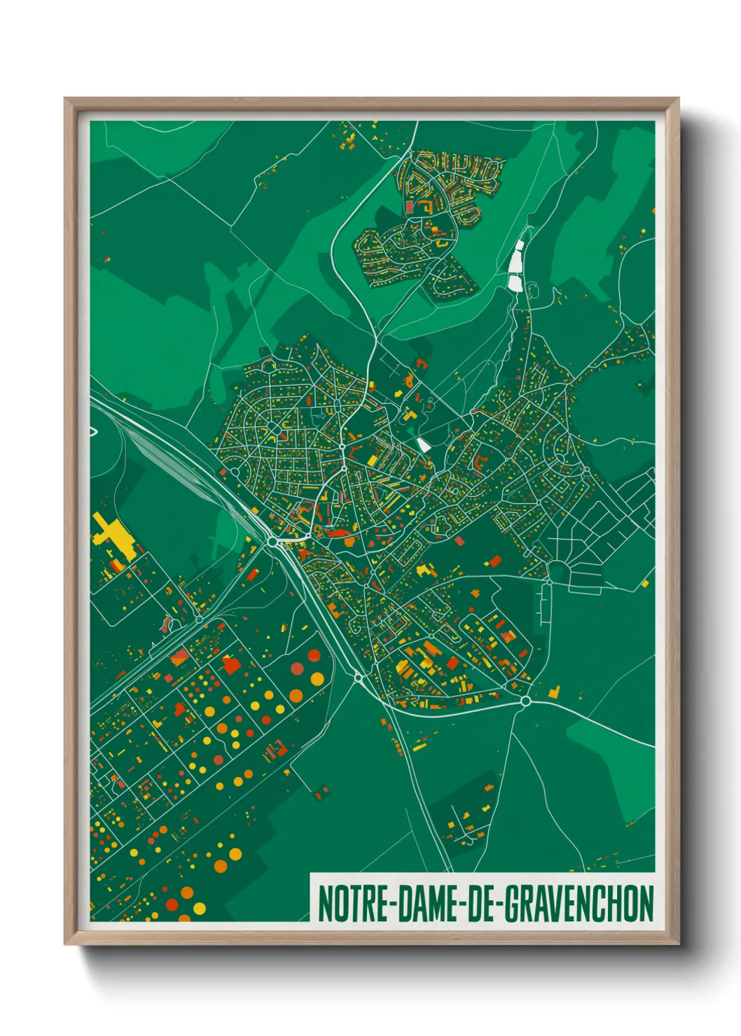 Une affiche de carte sur Notre-Dame-de-Gravenchon