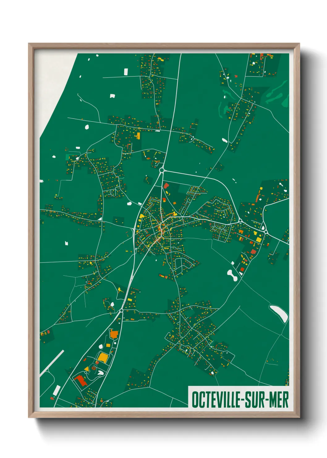 Une affiche de carte sur Octeville-sur-Mer