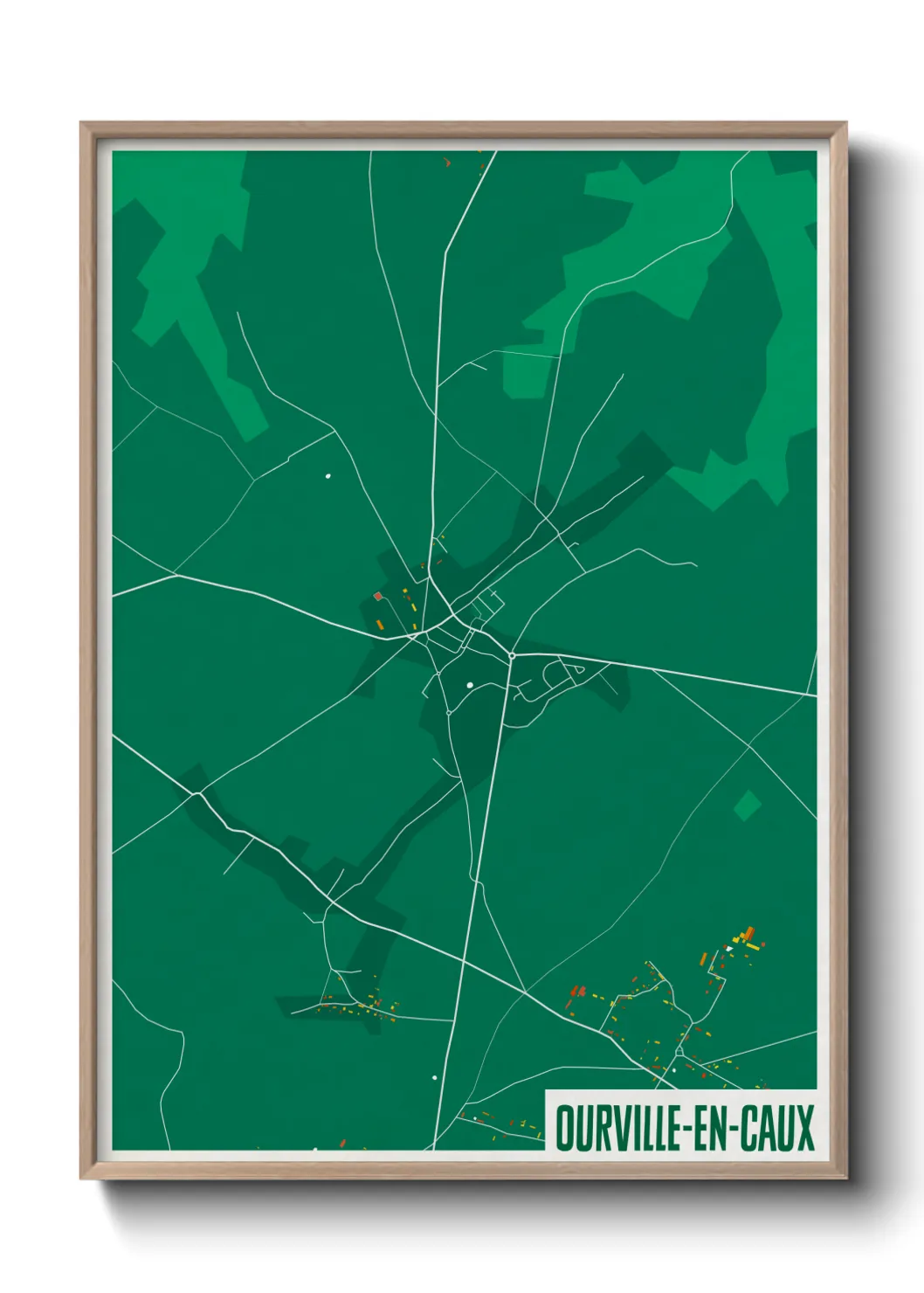 Une affiche de carte sur Ourville-en-Caux