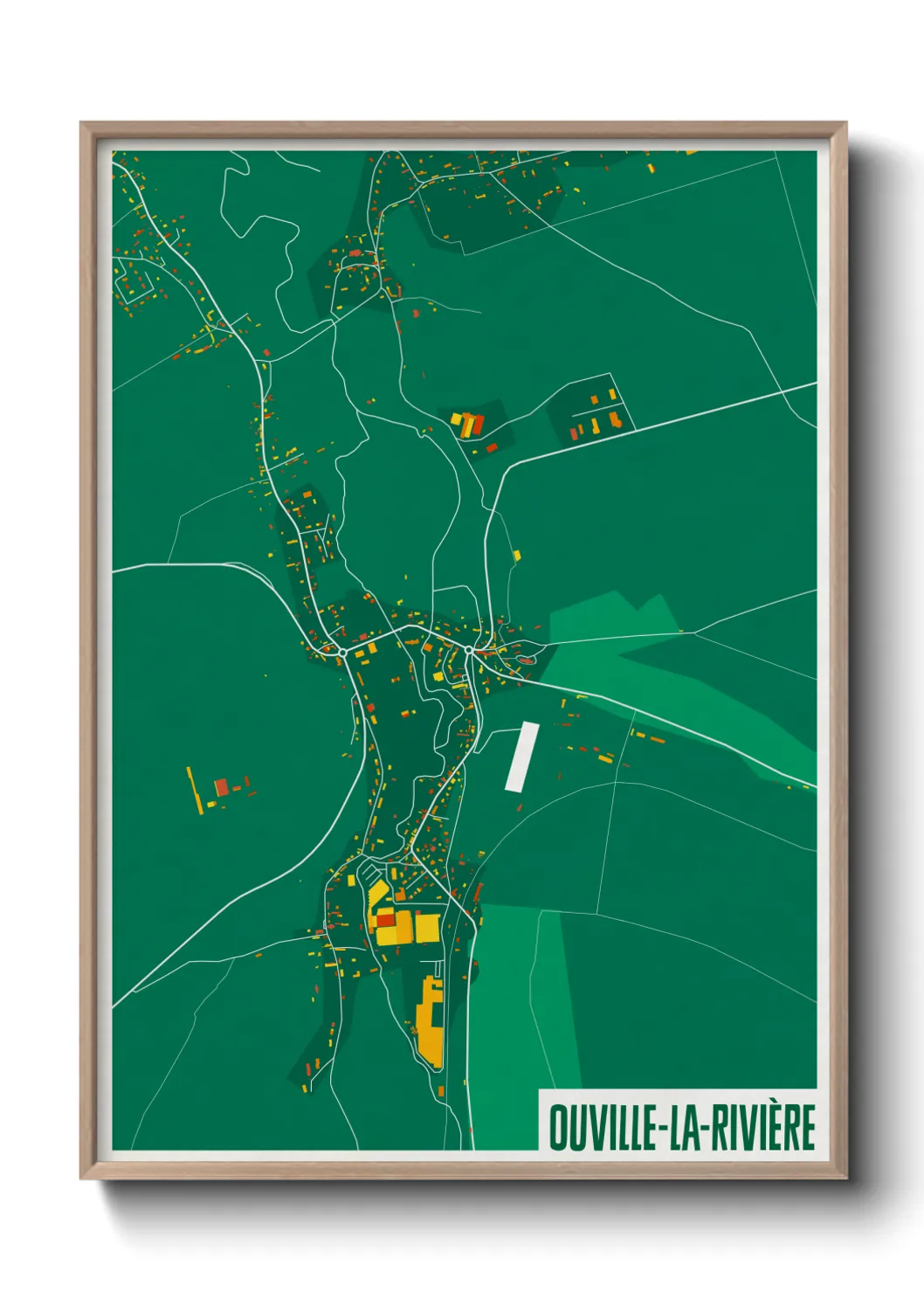 Une affiche de carte sur Ouville-la-Rivière
