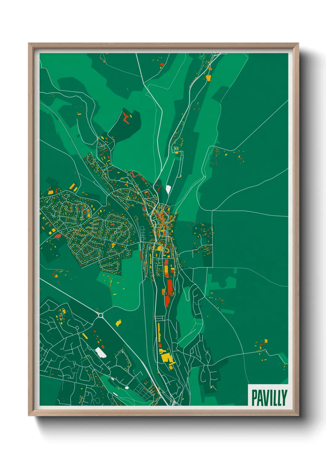 Une affiche de carte sur Pavilly