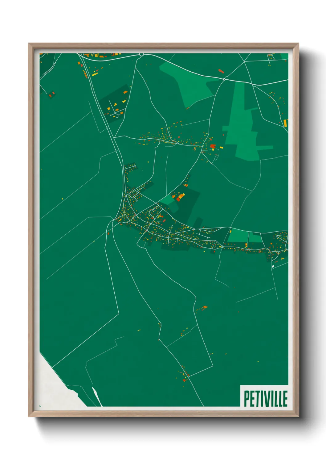 Une affiche de carte sur Petiville